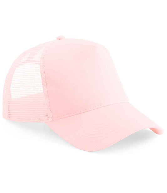 Beechfield Kids Snapback Trucker Cap | Pastel Pink/Pastel Pink