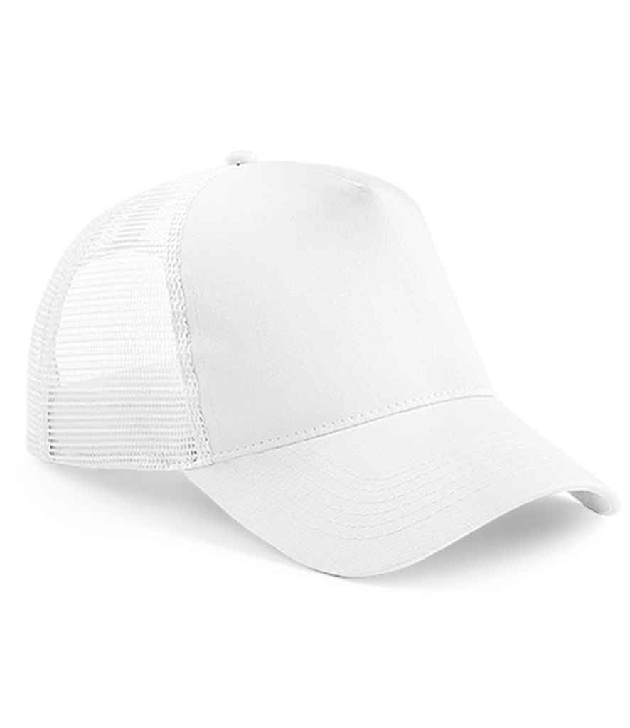 Beechfield Snapback Trucker Cap | White/White