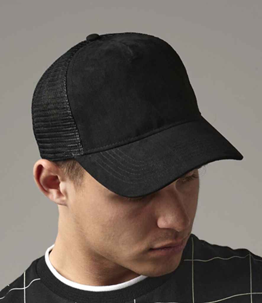 Beechfield Suede Snapback Trucker Cap | Black