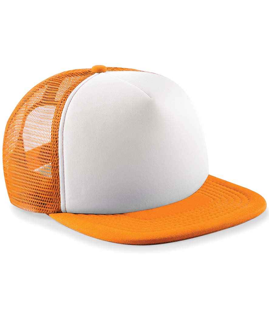 Beechfield Kids Vintage Snapback Trucker Cap | Orange/White
