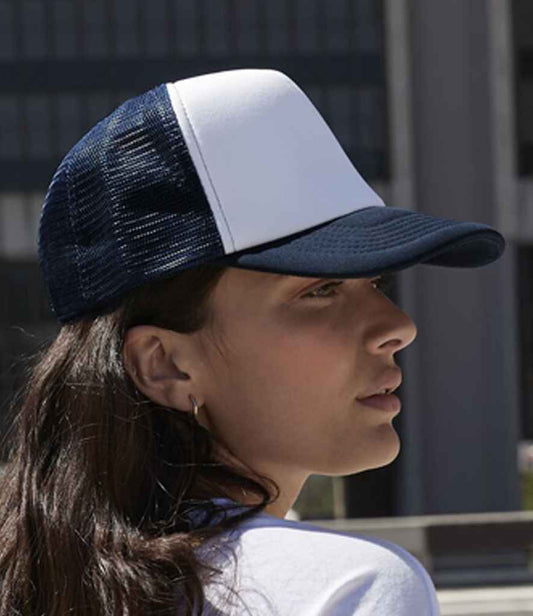 Beechfield Vintage Snapback Trucker Cap | Navy/White