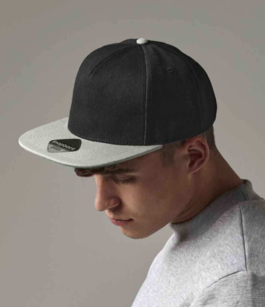 Beechfield Original Flat Peak Snapback Cap | Black/Grey