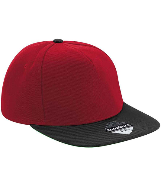 Beechfield Original Flat Peak Snapback Cap | Classic Red/Black