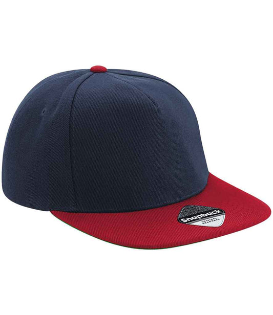 Beechfield Original Flat Peak Snapback Cap | Navy/Classic Red