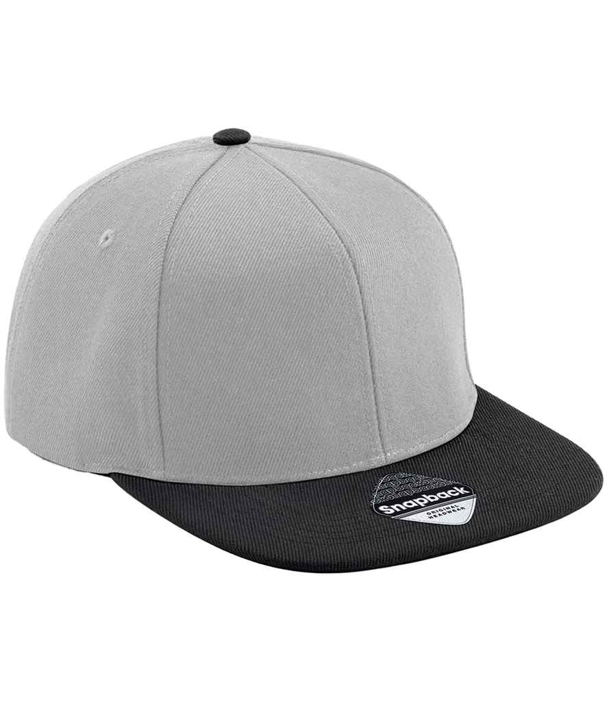 Beechfield Original Flat Peak 6 Panel Snapback Cap | Grey/Black