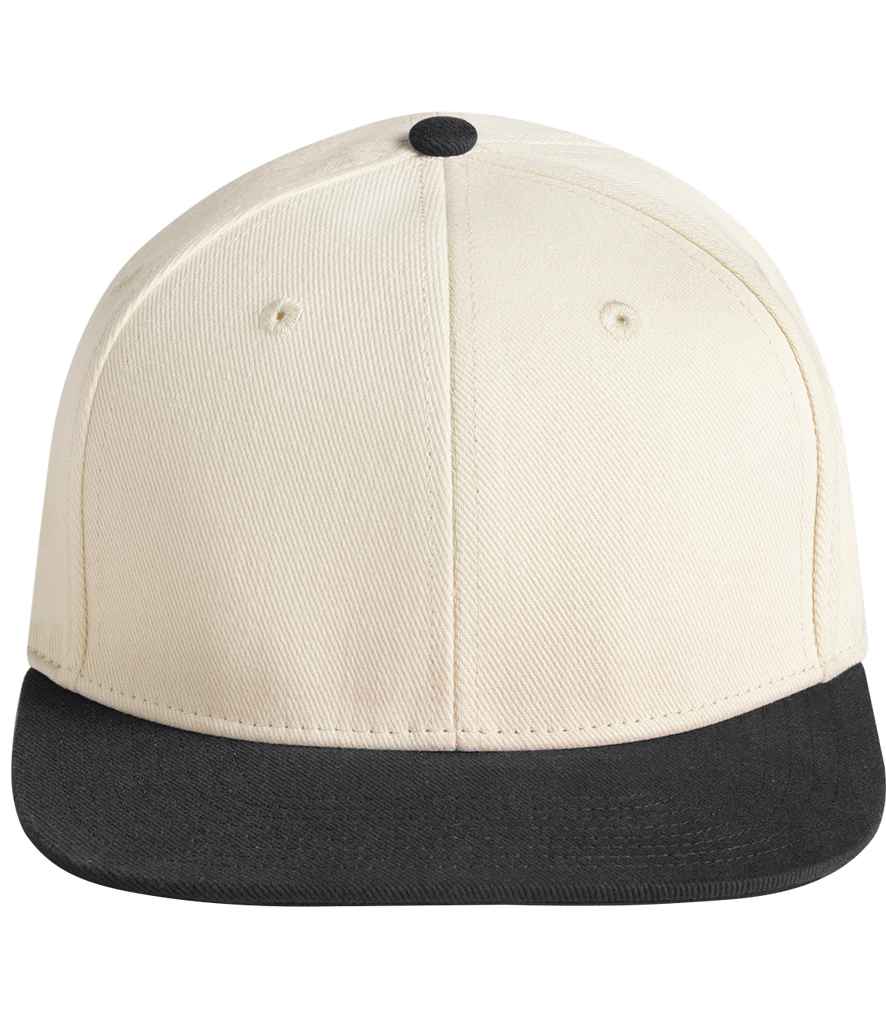 Beechfield Contrast Flat Peak 6 Panel Cap | Natural/Black