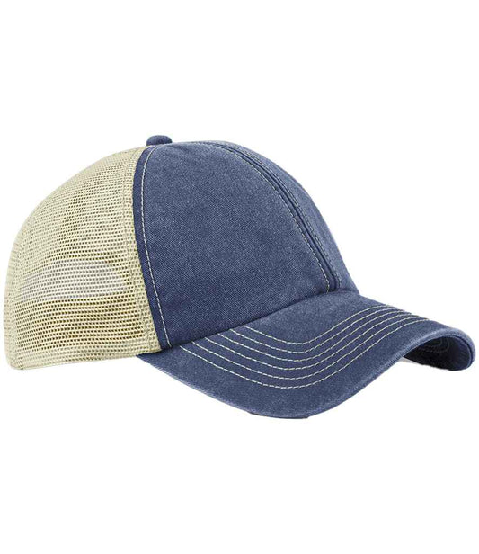 Beechfield 6 Panel Vintage Trucker Cap | Vintage Denim/Stone