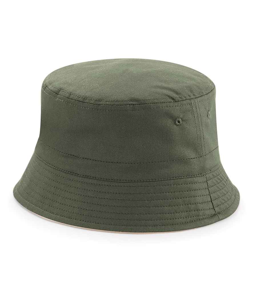 Beechfield Reversible Bucket Hat | Olive Green/Stone