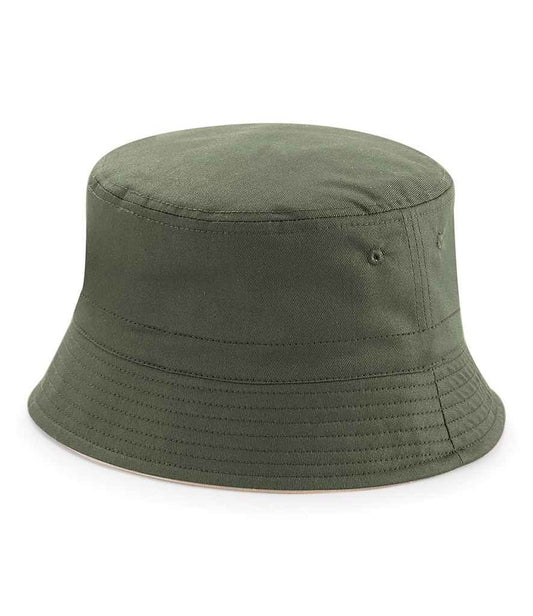 Beechfield Reversible Bucket Hat | Olive Green/Stone