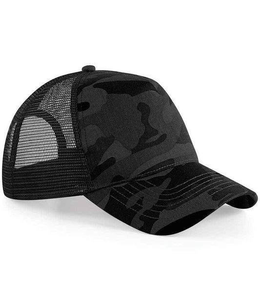 Beechfield Camo Snapback Trucker Cap | Midnight Camo
