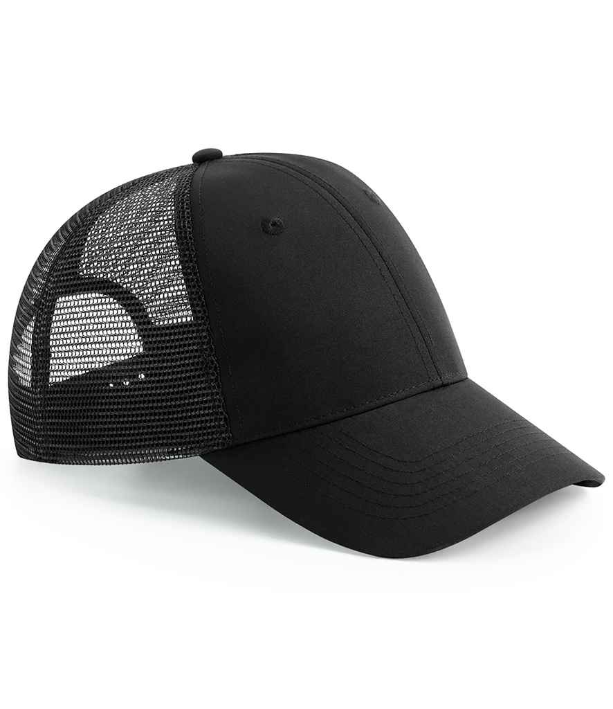 Beechfield Recycled 6 Panel Snapback Trucker Cap | Black