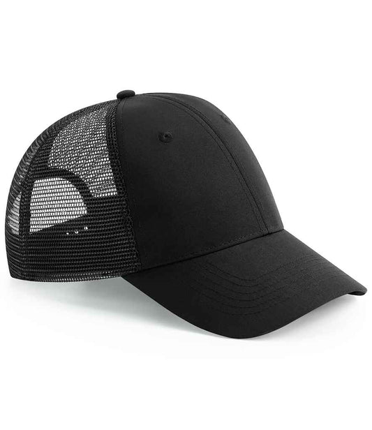 Beechfield Recycled 6 Panel Snapback Trucker Cap | Black