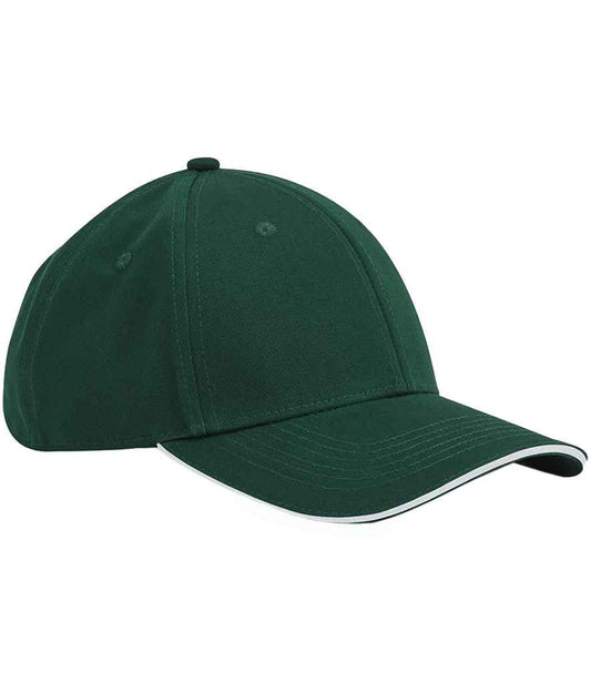 Beechfield EarthAware® Classic Organic Cotton 6 Panel Sandwich Peak Cap | Bottle Green/White