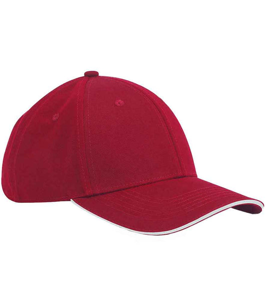Beechfield EarthAware® Classic Organic Cotton 6 Panel Sandwich Peak Cap | Classic Red/White