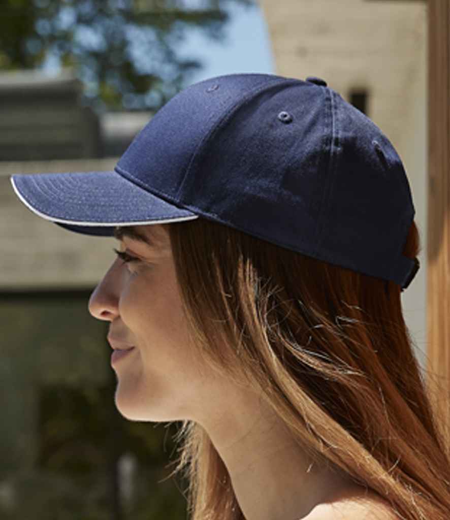 Beechfield EarthAware® Classic Organic Cotton 6 Panel Sandwich Peak Cap | French Navy/White