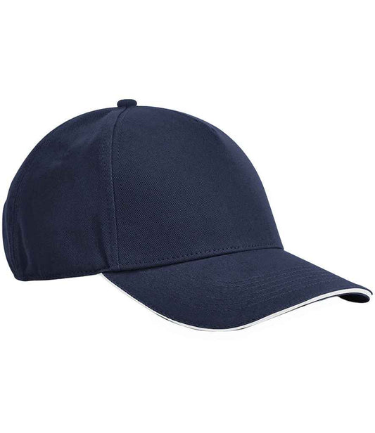 Beechfield EarthAware® Classic Organic Cotton 5 Panel Sandwich Peak Cap | French Navy/White