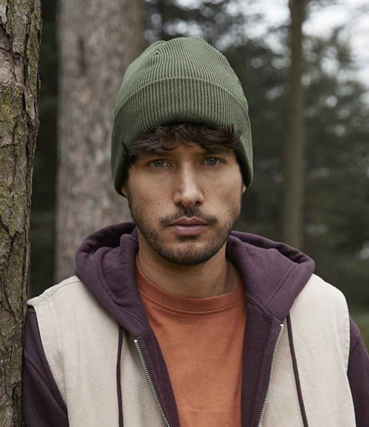 Beechfield Organic Cotton Original Heavyweight Cuffed Beanie | Olive Green