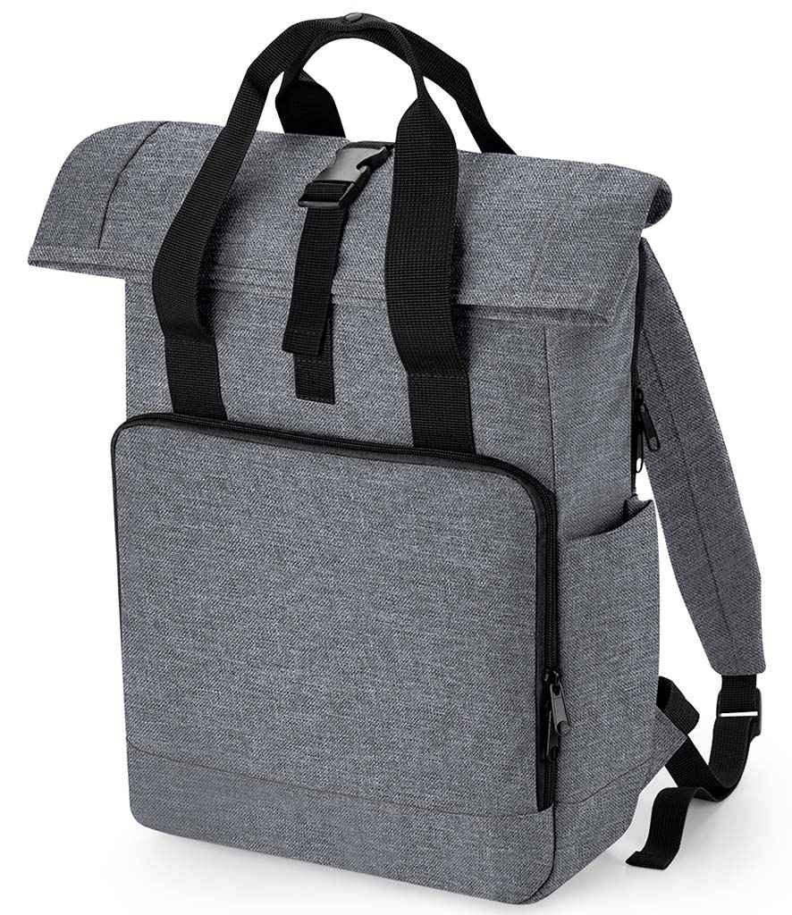 BagBase Recycled Twin Handle Roll-Top Laptop Backpack | Grey Marl