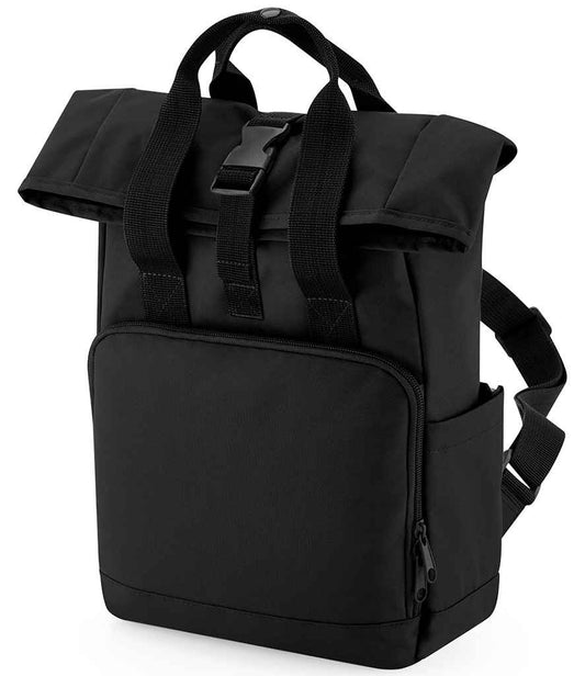 BagBase Recycled Mini Twin Handle Roll-Top Backpack | Black
