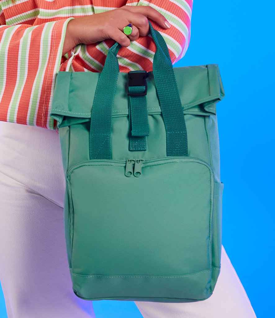 BagBase Recycled Mini Twin Handle Roll-Top Backpack | Sage Green