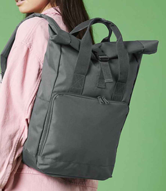 BagBase Recycled Twin Handle Roll-Top Backpack | Graphite Grey