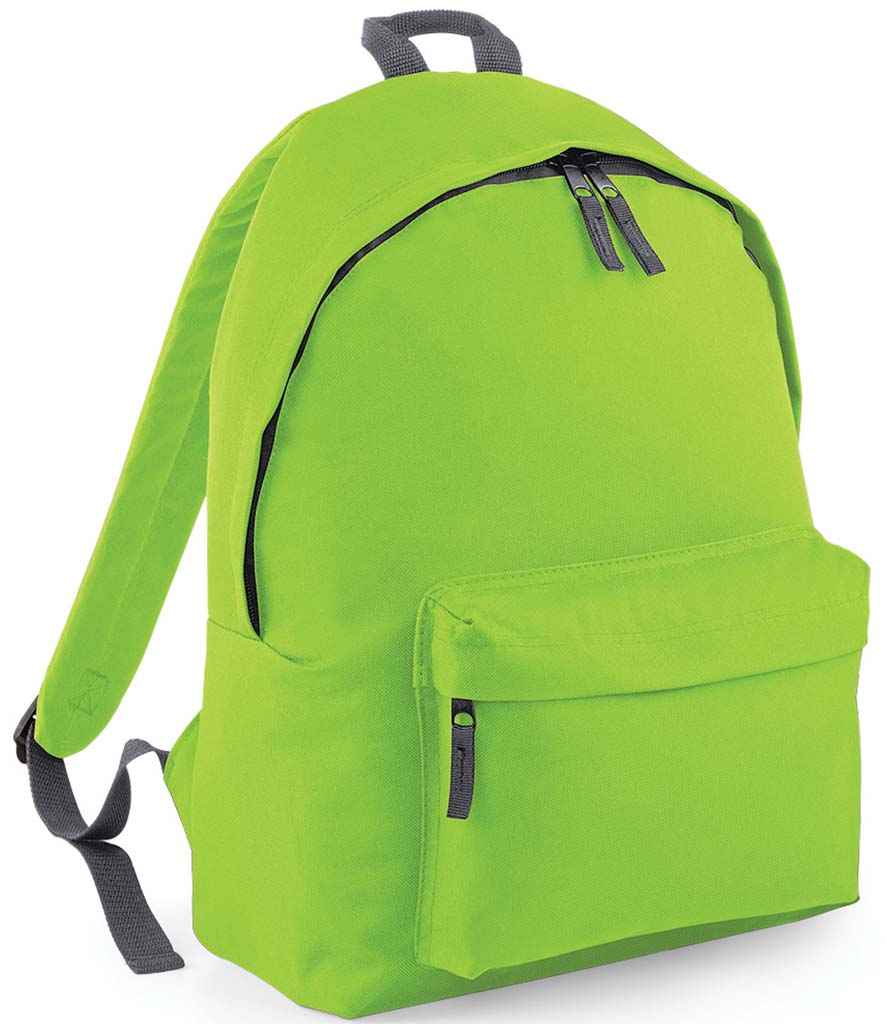 BagBase Kids Fashion Backpack | Lime Green/Graphite Grey