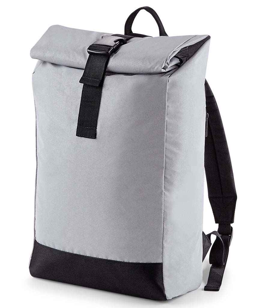 BagBase Reflective Roll-Top Backpack | Silver Reflective