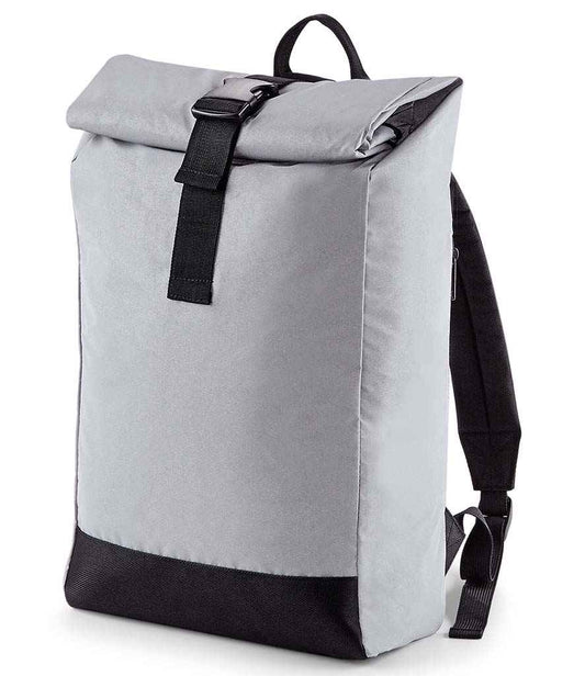 BagBase Reflective Roll-Top Backpack | Silver Reflective