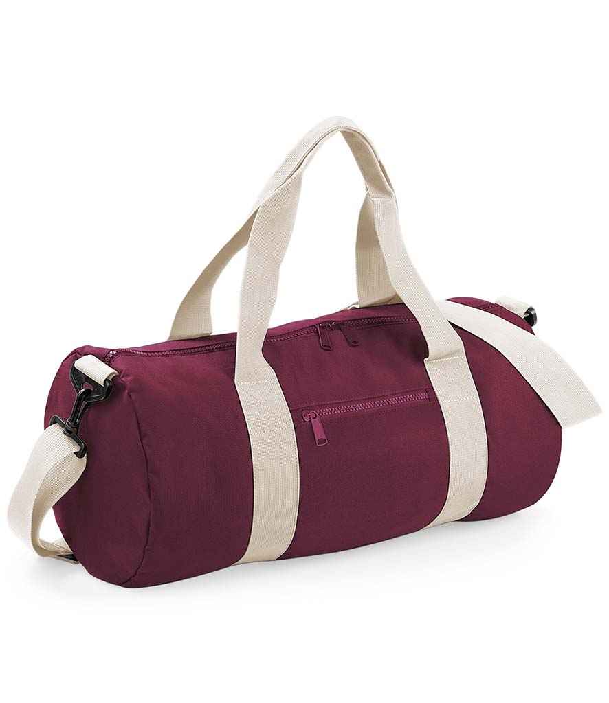 BagBase Original Barrel Bag | Burgundy/Off White