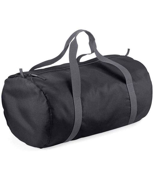 BagBase Packaway Barrel Bag | Black/Graphite Grey