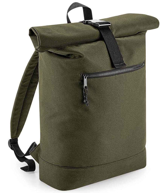 BagBase Recycled Roll-Top Backpack | Military Green