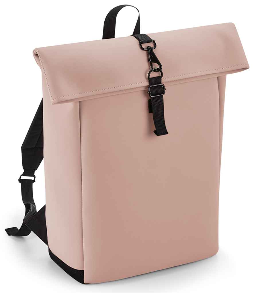 BagBase Matte PU Roll-Top Backpack | Nude Pink