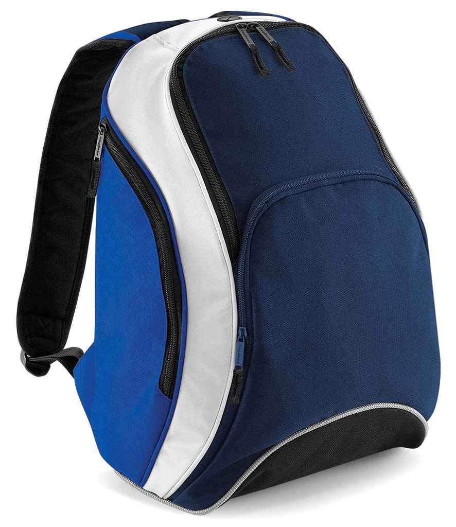 BagBase Teamwear Backpack | French Navy/Bright Royal/White
