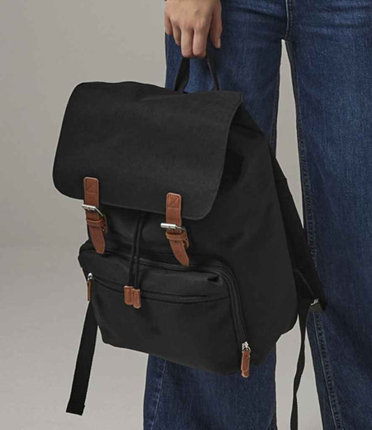 BagBase Vintage Laptop Backpack | Black/Brown