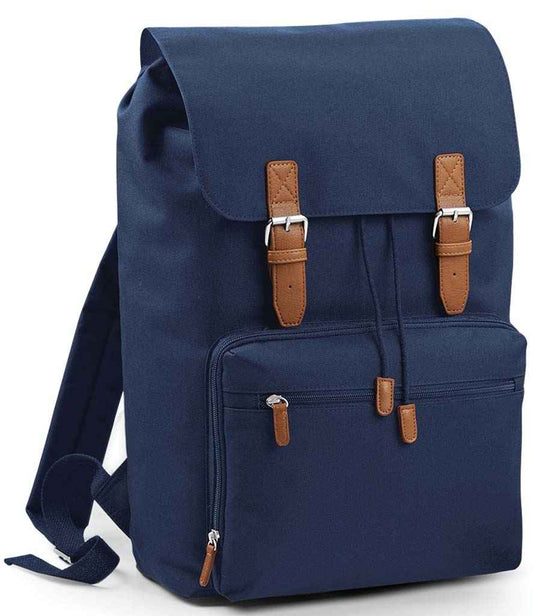 BagBase Vintage Laptop Backpack | French Navy/Brown