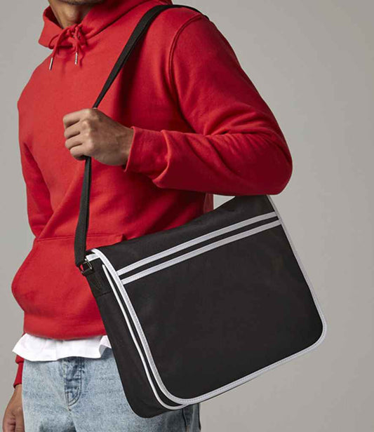 BagBase Retro Messenger Bag | Black/White