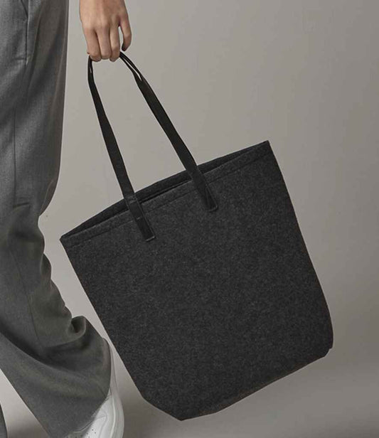 BagBase Premium Felt Tote Bag | Charcoal Melange/Black