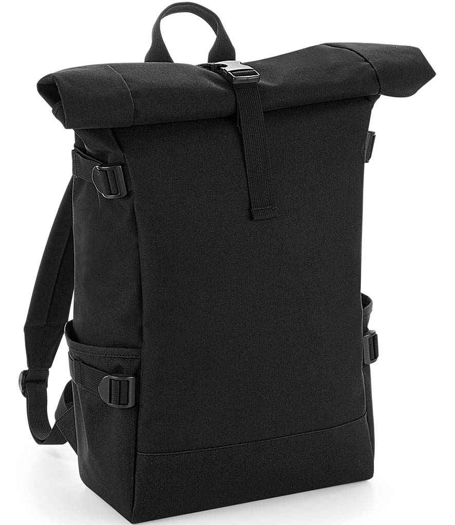 BagBase Block Roll-Top Backpack | Black/Black