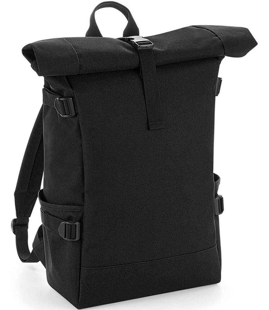 BagBase Block Roll-Top Backpack | Black/Black