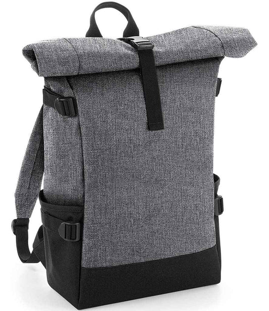 BagBase Block Roll-Top Backpack | Grey Marl/Black