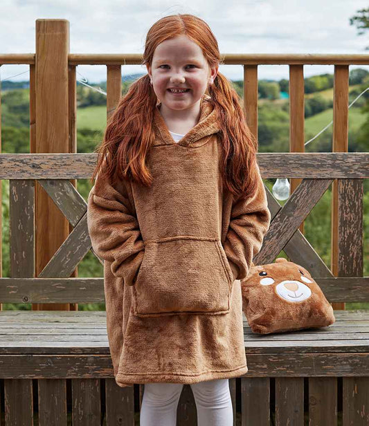 Brand Lab Kids Character Cushion Hooded Blanket | Brown Teddy