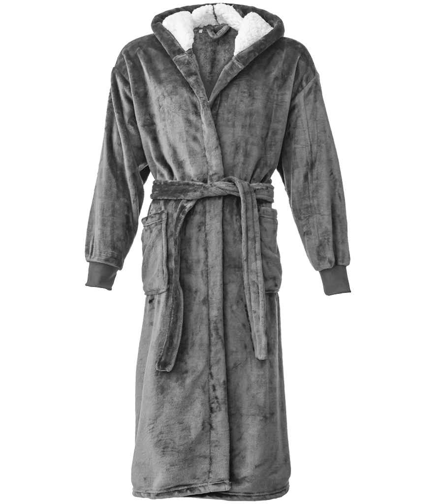 Brand Lab Unisex Hooded Cuffed Robe | Charcoal
