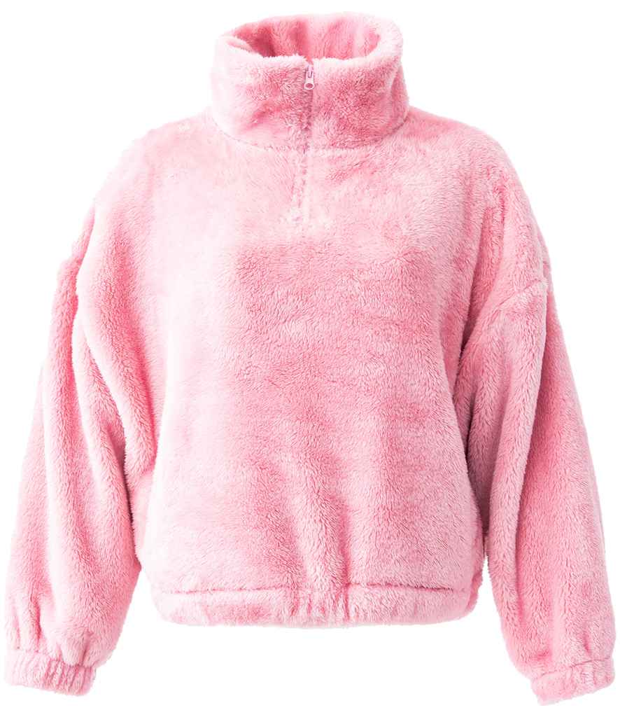 Brand Lab Ladies Fluffy 1/4 Zip Fleece | Blush Pink