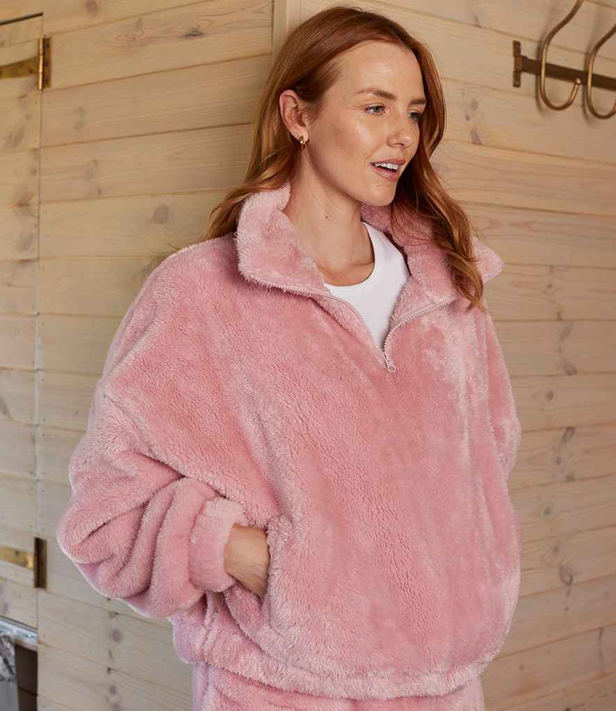 Brand Lab Ladies Fluffy 1/4 Zip Fleece | Blush Pink