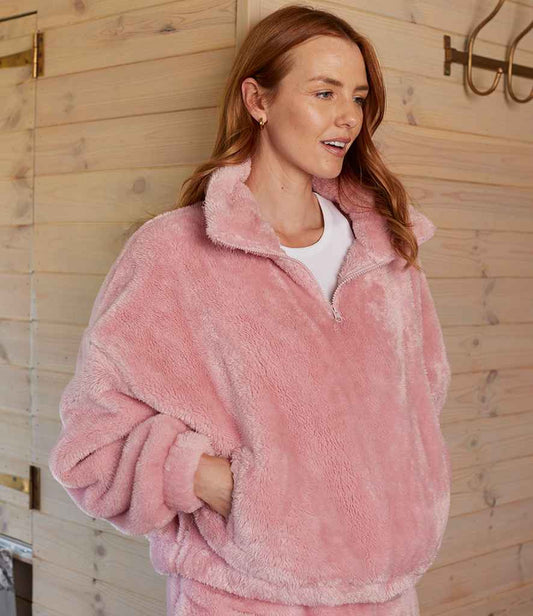 Brand Lab Ladies Fluffy 1/4 Zip Fleece | Blush Pink