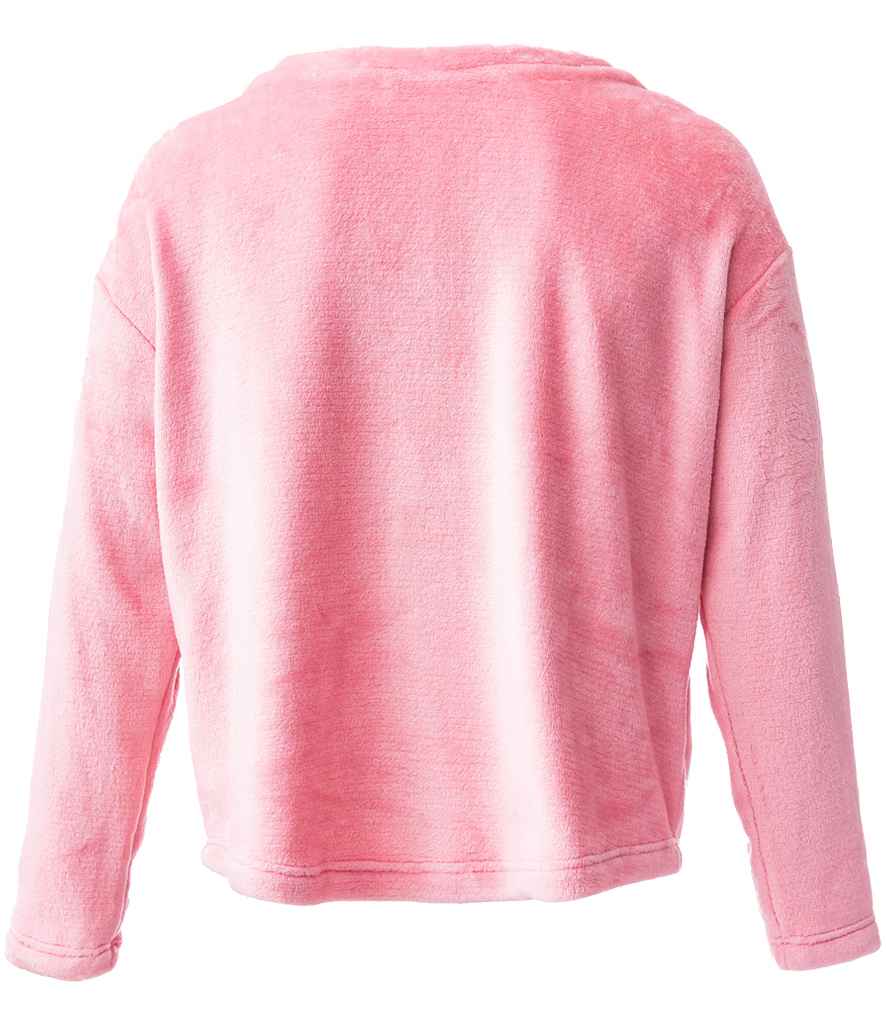 Brand Lab Ladies Plush Fleece Crew Neck Sweatshirt | Blush Pink