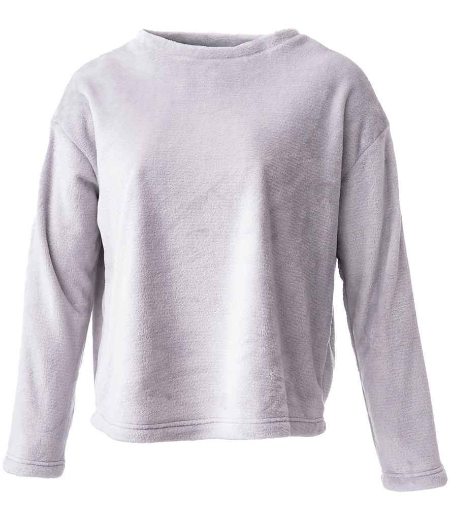 Brand Lab Ladies Plush Fleece Crew Neck Sweatshirt | Silver Grey