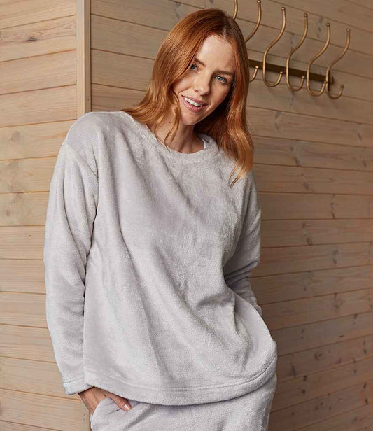Brand Lab Ladies Plush Fleece Crew Neck Sweatshirt | Silver Grey