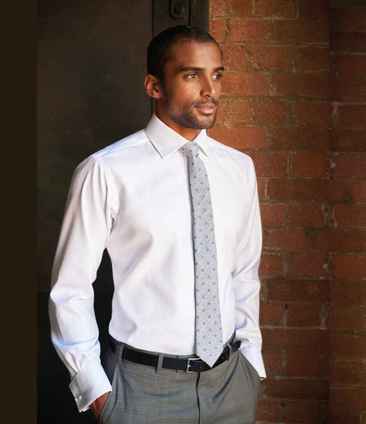 Brook Taverner Andora Long Sleeve Herringbone Shirt | White Herringbone
