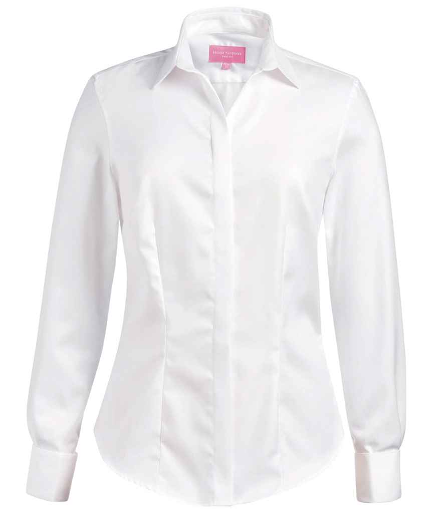 Brook Taverner Ladies Villeta Long Sleeve Herringbone Shirt | White Herringbone